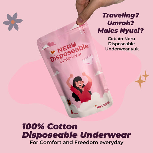 Disposable Underwear Panties Celana Dalam Neru Celana Dalam Sekali Pakai untuk Wanita 100% Pure Cotton Katun