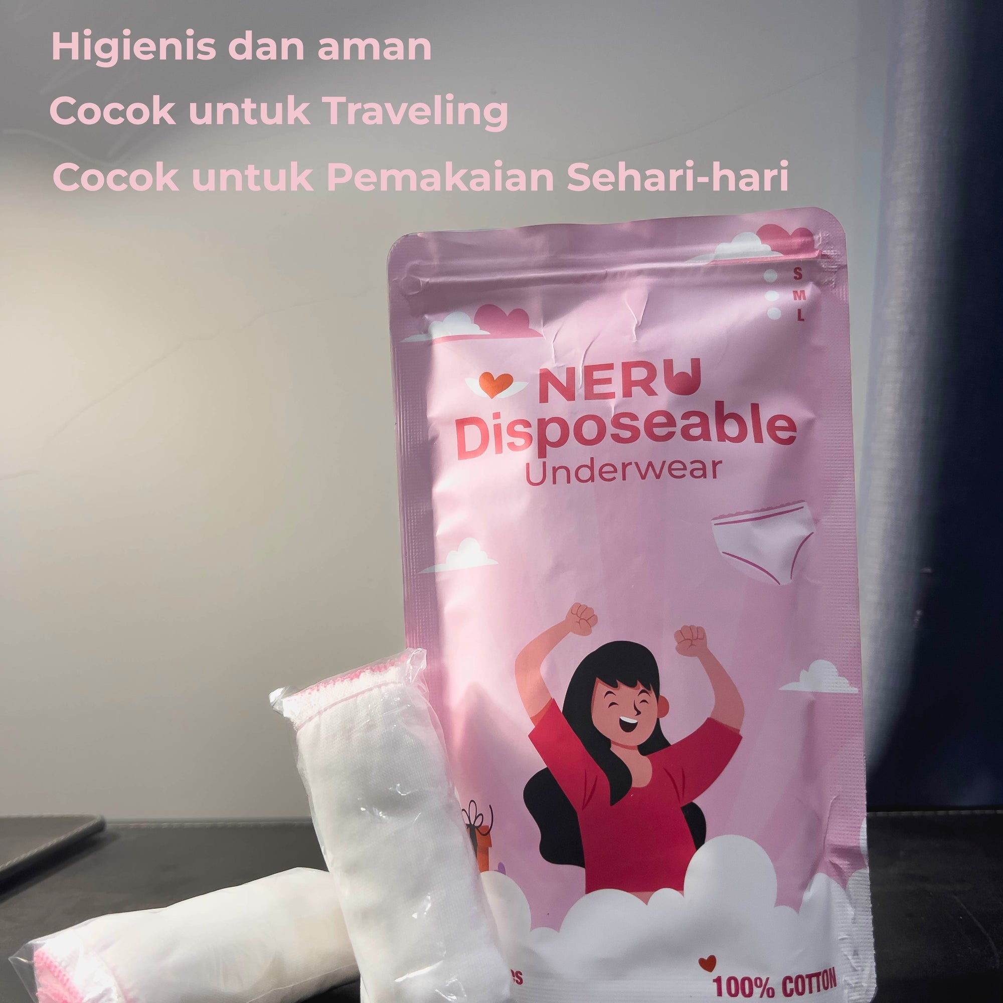 Disposable Underwear Panties Celana Dalam Neru Celana Dalam Sekali Pakai untuk Wanita 100% Pure Cotton Katun